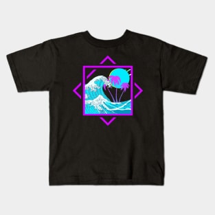 Vaporwave Aesthetic Great Wave Off Kanagawa Paradise Sunset Otaku Gift Kids T-Shirt